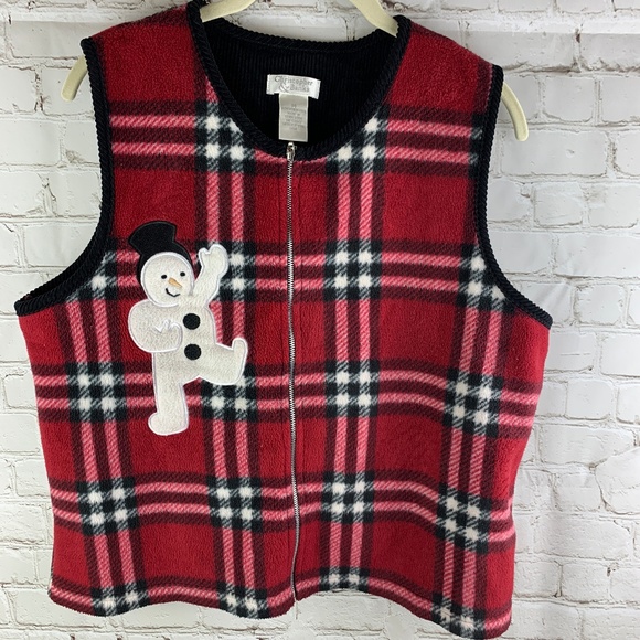 Christopher & Banks Jackets & Blazers - Plaid Snowman Holiday Sweater Vest